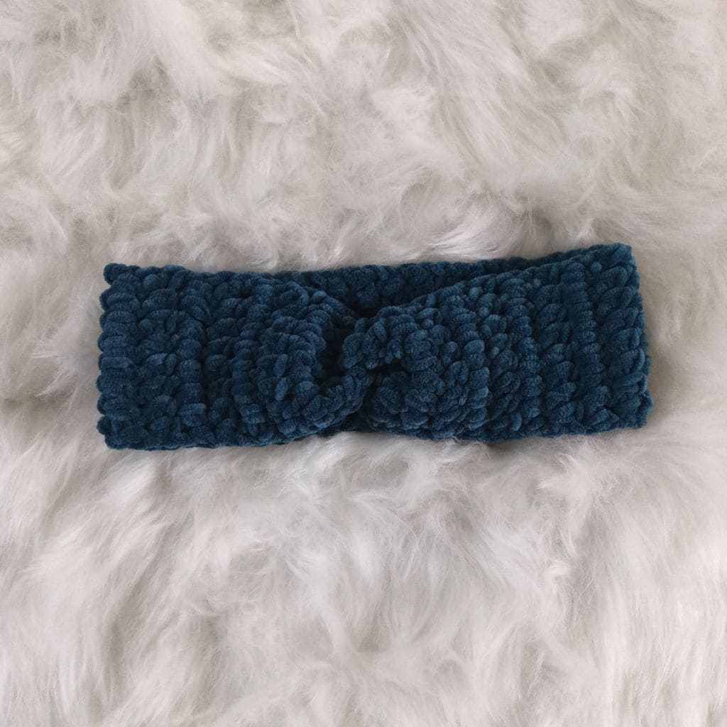 Bandeau Velours bleu paon